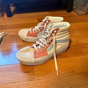 Vans Women's High-Top Sneakers - Coral and Cream